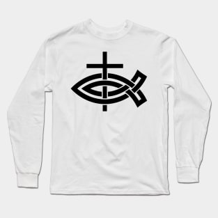 Christian cross and fish sign Long Sleeve T-Shirt